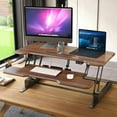 thumbnail image 2 of Mount-It! Electric Standing Desk Converter with 38" Desktop, Dark Walnut, 2 of 8
