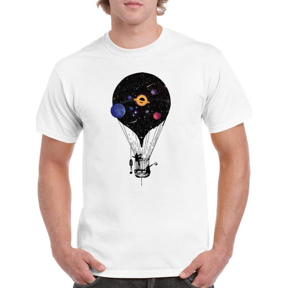 Cosmic Air Balloon T-Shirt Men -Smartprints Designs, Male Large