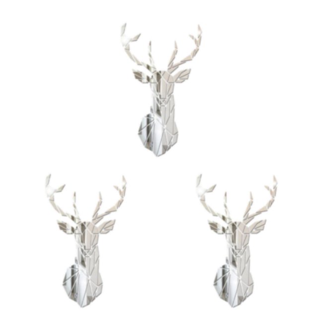 Decodeary Self Adhesive 3D Deer Head Mirror Wall Sticker For Easy Application silver XL 3Set