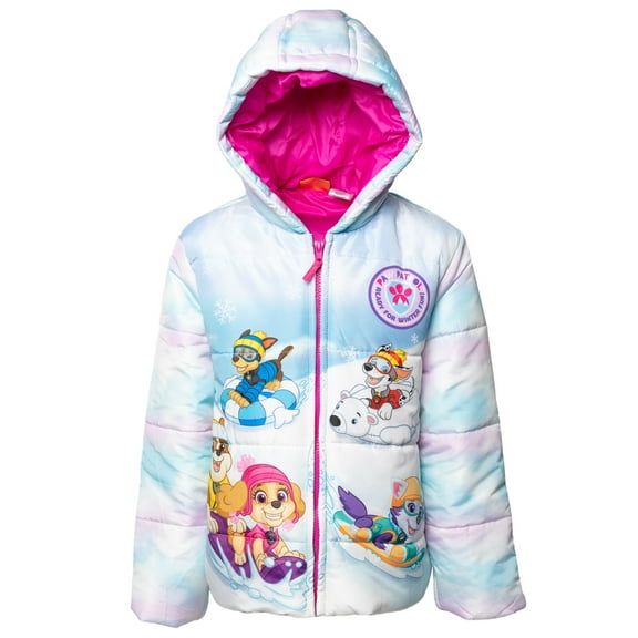 Paw Patrol Skye Chase Marshall Little Girls Zip Up Puffer Jacket Toddler to Little Kid