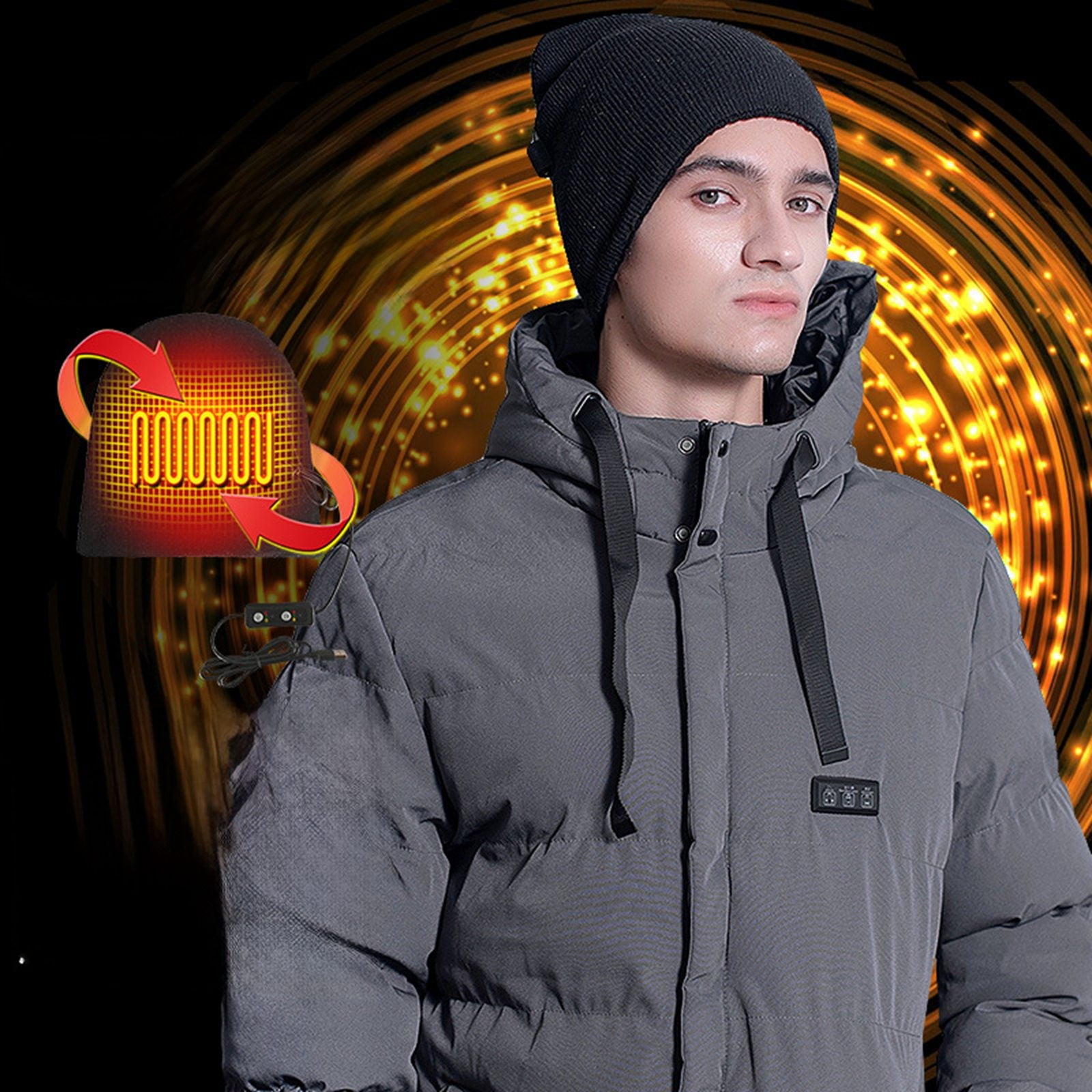 USB Electric Heated Winter Beanie Cap - Soft Lined Knitted Hat Warmer for Men, Women, Skiing, Fishing & Motorcycle Riding (No Power Included)