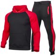 thumbnail image 1 of FOCUSNORM Men?s Casual Contrast Color Long Sleeve Hooded Top and Trousers, 1 of 9