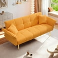 thumbnail image 3 of Aukfa 79" Teddy Fleece Convertible Futon Sofa Bed, 3-Position Adjustable Armrests, 2 Pillows, Yellow, 3 of 10