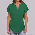 thumbnail image 3 of ​Machine-Washable Polyester Casual Blouse, Blusas Casuales De Mujer Bonitas Short Sleeve Blouses For Women Button Down Shirts Cotton Up Shirt Dress Dresses Summer 2025 Green, 3 of 5