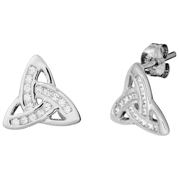 Silverly Women's 925 Sterling Silver 10 mm Cubic Zirconia Trinity Triquetra Knot Stud Earrings