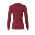 thumbnail image 3 of A2Y Women's Junior Slim Fit Solid Cotton Long Sleeve Crew Neck Top T-Shirt Burgundy S, 3 of 5
