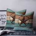 thumbnail image 2 of Texas Star Rustic 26x26 Pillow Covers Set of 2, Western Teal Brown Ombre Wooden Vintage Throw Pillow Covers Decorative Couch Cushion Case, Microfiber Square Pillowcases for Bedroom Car Living Room, 2 of 7