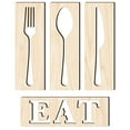 thumbnail image 4 of KAKOWELY Eat Sign Wooden Tableware Wall Decor Light Yellow 1 Set 11.8X3.9X0.2In, 4 of 8