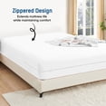 thumbnail image 2 of Queen Size Zippered Closure Fitted Sheet (60" x 80"), 1-Piece Bottom Sheet, 100% Microfiber, Fits Up to 15" Deep Mattress, Color White Solid, 2 of 6