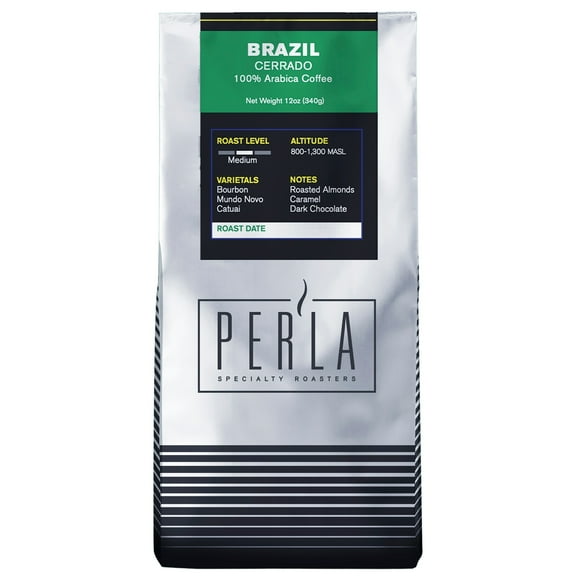 Per'La Specialty Roasters Single Origin Brazil, Medium Roast, Whole Bean 12oz, Naturally Caffeinated