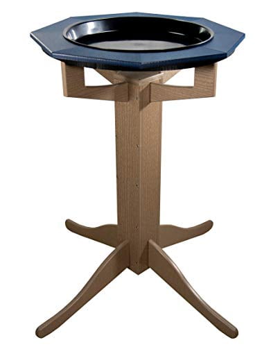 JCs Wildlife Poly Lumber Tan Pedestal Garden Bird Bath (Blue)