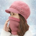 thumbnail image 4 of 2Pcs/Set Womens Winter Warm Elastic Soft Ear Protection Knitted Scarf Mask hat Fleece Lined Beanie Hat, 4 of 7