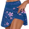thumbnail image 2 of ZZwxWA Pants Women Wide Leg Trendy Flowy Sports Striped Floral Cute Summer Beach Party Leisure Elastic Bottoming Tie-Dye Print Skirt Pants Mid Waist Trousers Navy XXL, 2 of 5