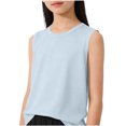 thumbnail image 6 of Girls Workout Tank Tops Athletic Sleeveless Summer Quick Dry Moisture Wicking Top for Running Yoga Light Blue, 6 of 7