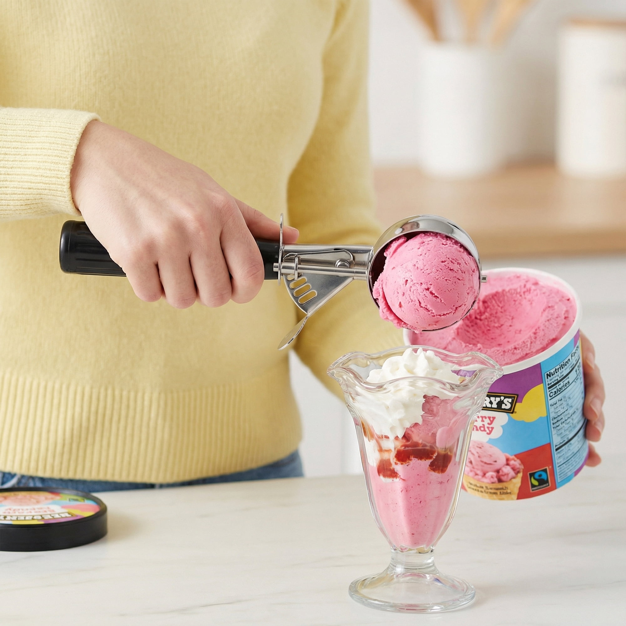 Unique Bargains Stainless Steel Ice Cream Scoop Black 8in