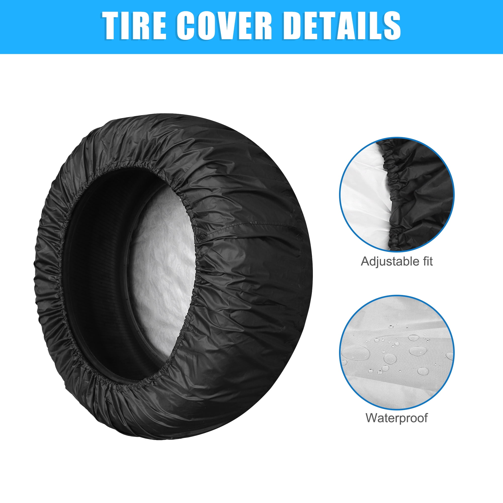 Unique Bargains 190T Polyester Spare Tire Cover for Jeep Trailer RV SUV Truck Black 17inch