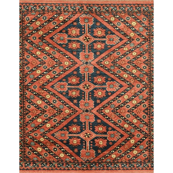Ahgly Company Machine Washable Indoor Rectangle Abstract Saffron Red Area Rugs, 2' x 4'
