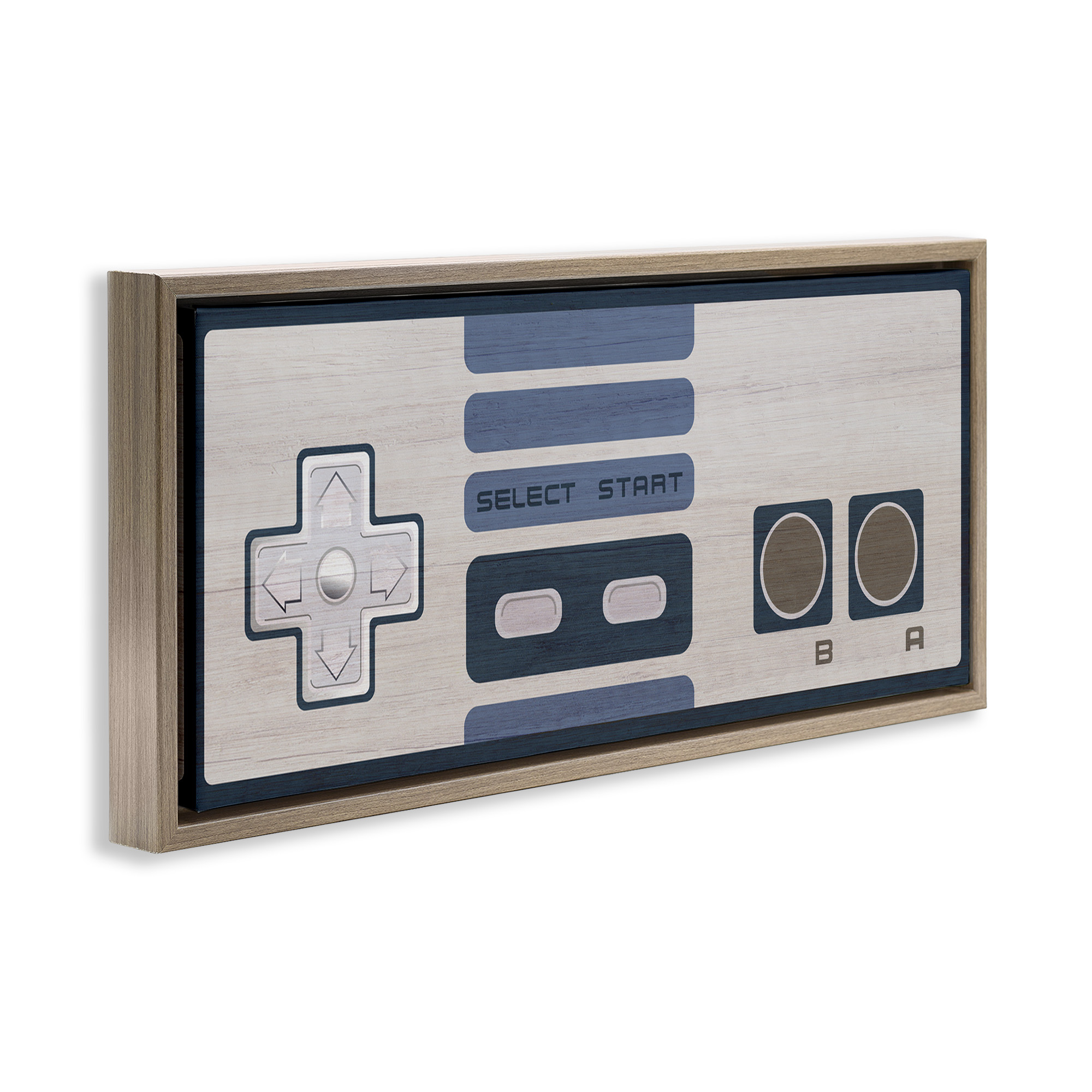 Stupell Industries Vintage Video Game System Sports Painting Brown Floater Framed Canvas Art Print Wall Art, 31 x 14