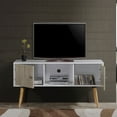 thumbnail image 3 of Hodedah 47" Wide Retro Entertainment Center in White-Grey Oak, 3 of 5