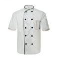 thumbnail image 2 of Toptie Short Sleeve Chef Jacket Kitchen Cook Coat Stripe Uniforms-White-XXL, 2 of 5
