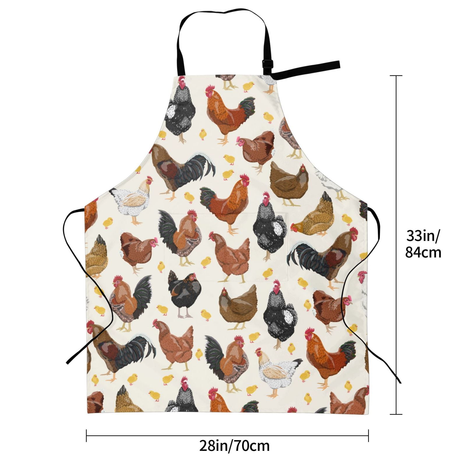 Kdxio Roosters and Chickens Apron with Pockets Adjustable Kitchen Aprons for Men Women Waterproof Aprons for Cooking,Drawing,Crafting, Baking Household Cleaning