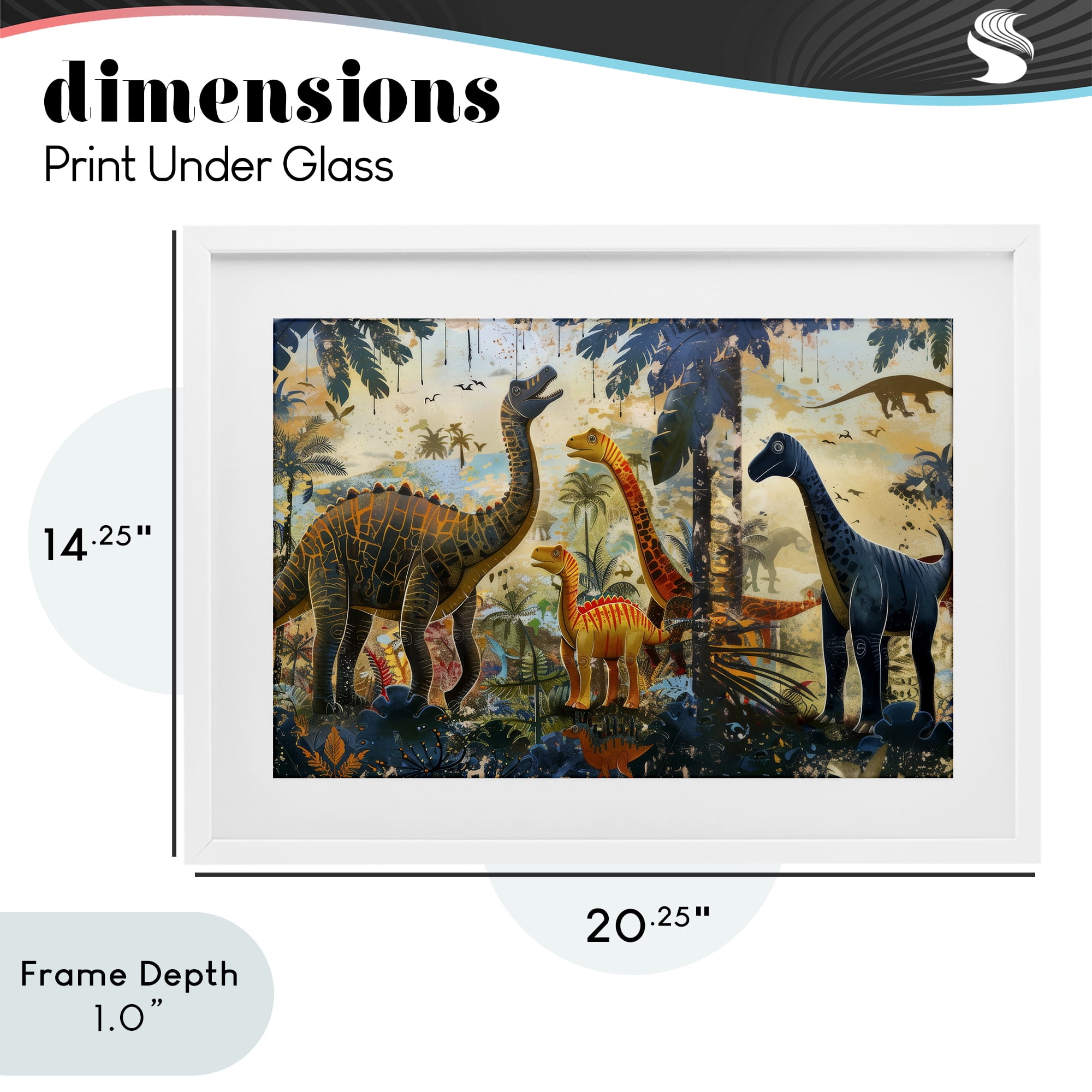 Stupell Industries Jurassic Journey in Nature White Framed Print Under Glass, design by Lazar Studio