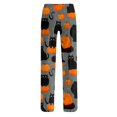 thumbnail image 7 of Zydvens Women Halloween Pajama Pants Wide Leg Lounge Wear with Pockets Soft Elastic Waist Drawstring Sleepwear Bottoms Cute Cartoon Cat Pumpkin Costume Cosplay Party S-3XL, 7 of 7