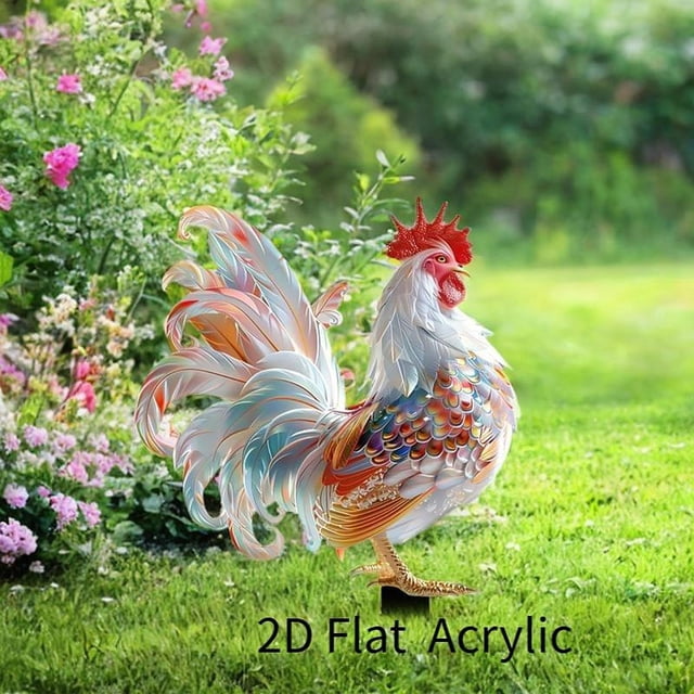 Letrero De Jardín Acrílico 2D Con Forma De Gallo Para Patio, Jardín Y Exterior.