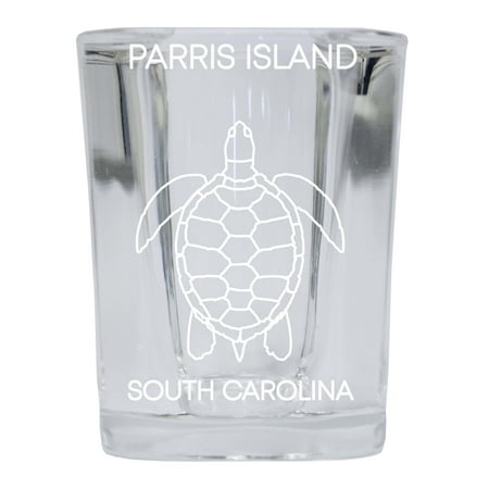

Paradise Beach St Vincent And The Grenadines Souvenir 2 Ounce Square Shot Glass laser etched Turtle Design