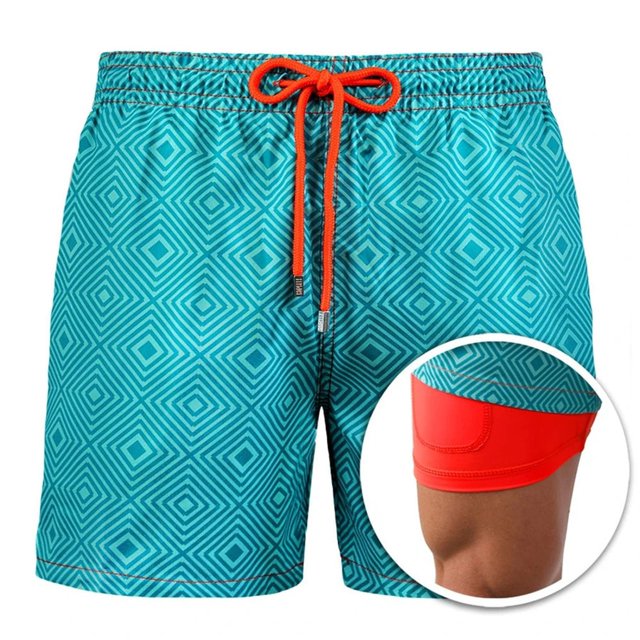 Men's Boardshorts Printed Sweatpants Double Layer Shorts