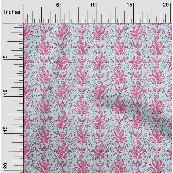 oneOone Organic Cotton Poplin Twill Fabric Leaves Block Print Fabric BTY 42 Inch Wide