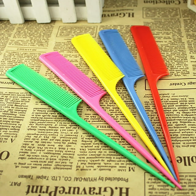 Women Fashion Tail CombsRattail Comb For Parting Colorful Fine Tooth Rattail Comb With Stainless Steel Pintail For Sectioning Teasing Styling