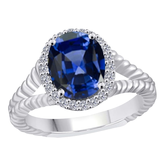 AoneJewelry 10K Solid Rose, White & Yellow Gold Tanzanite Diamond Ring