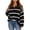 Black #009, variant on Sweater For Women Oversized V Neck Striped Sweater Pullover Color Block Polo Collar Long Sleeve Knit Cozy 2026 Fall Winter Streetwear Tops L