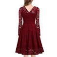 thumbnail image 3 of Txlixc Vestido floral de encaje femenino, falda de manga larga sólida con cuello en forma de V y cintura alta Txlixc moda, 3 of 6