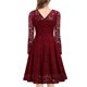 thumbnail image 3 of SAYOO Vestido floral de encaje femenino, falda de manga larga sólida con cuello en forma de V y cintura alta SAYOO  moda, 3 of 6