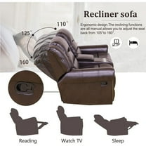 Pon Living Furniture Inc Contemporary Modern Breathable Leather Manual Reclining Loveseat, Brown1