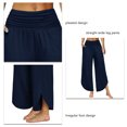 thumbnail image 5 of Women Mid Waist Wide Leg Pants Casual Cropped Trousers Lounge Yoga Pants for Leisure Holiday, 5 of 6