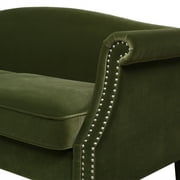 Elaine Camel Back Sofa Nailhead Accents, Olive Green