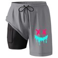 thumbnail image 3 of Shorts Men Swim Trunks Compresssion Liner Inseam Board Shorts Bathing Suit With Pockets Shorts Men Athletic Grey L, 3 of 4