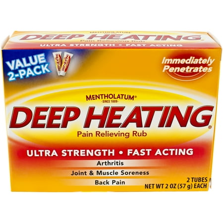 Mentholatum Deep Heating Pain Relieving Rub, 2 Tubes, 2 OZ (57g) (Best Deep Heat Muscle Cream)