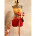 thumbnail image 5 of Multicolor Asymmetric Waist Cutout Ruched Mini Dress With Side Tie Detail, 5 of 8