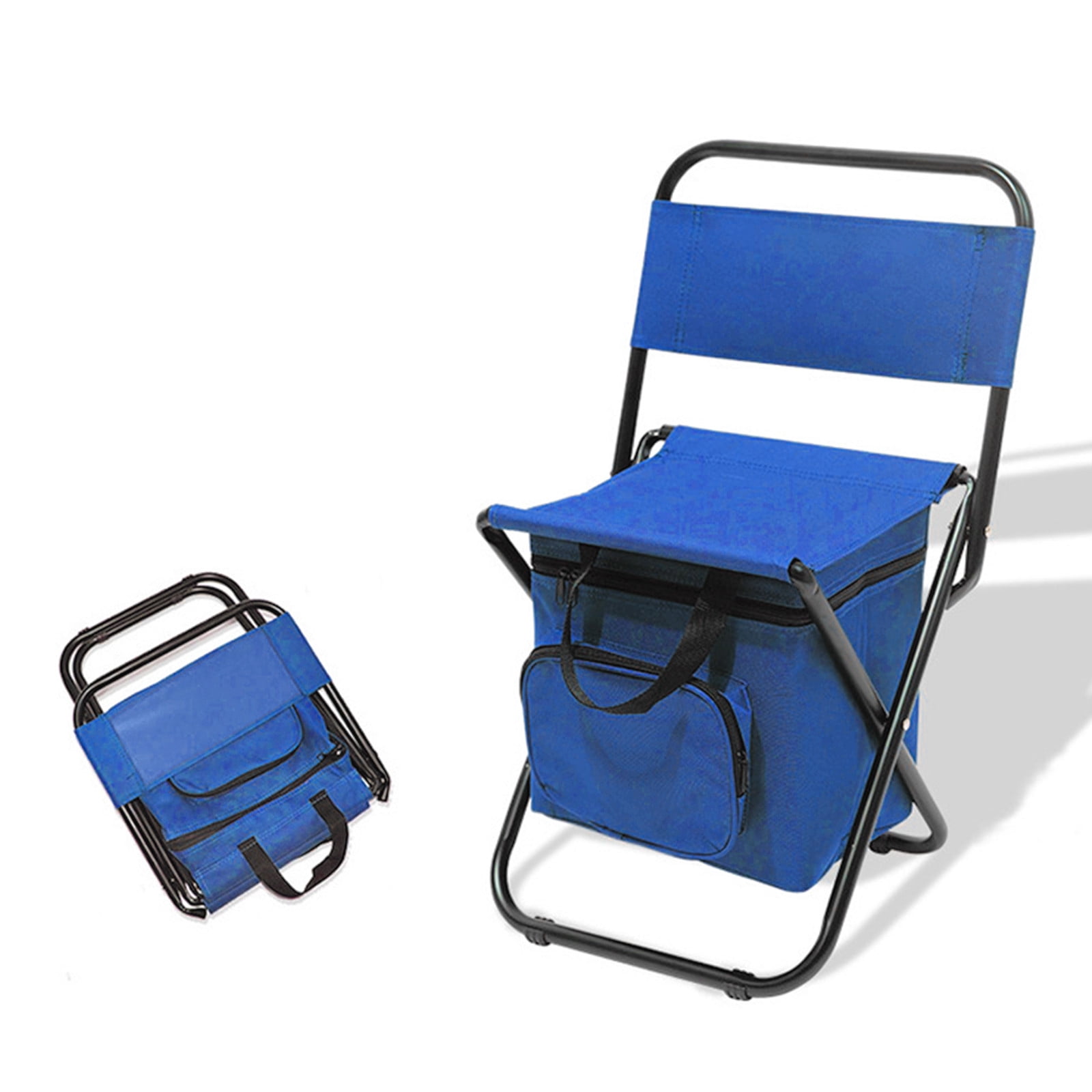 Back to School Saving! Feltree Outdoor Folding Chair With Cooler Bag  Compact Fishing Stool Fishing Chair With Double Oxford Cloth Cooler Bag for  Fishing/Beach/Camping/Family/Outing 
