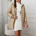 thumbnail image 2 of Breezora Women's Long Loose Fit Down Alternative Jacket Quilted Cotton Blend Hooded Warm Winter Coat Outerwear XXXXL Size Khaki, 2 of 5