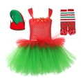 thumbnail image 1 of Conjunto de elfo navideño verde con diseño de moda navideña, juego de rol para fiestas, falda de ballet para niñas, falda abullonada, 1 of 6