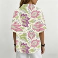 thumbnail image 7 of Favoffer Women's Floral Print Linen Button Down Short Sleeve Shirts V Neck Casual Summer Blouses Loose Fit Hawaiian Tops for Beach Vacation Daily Work, 7 of 7