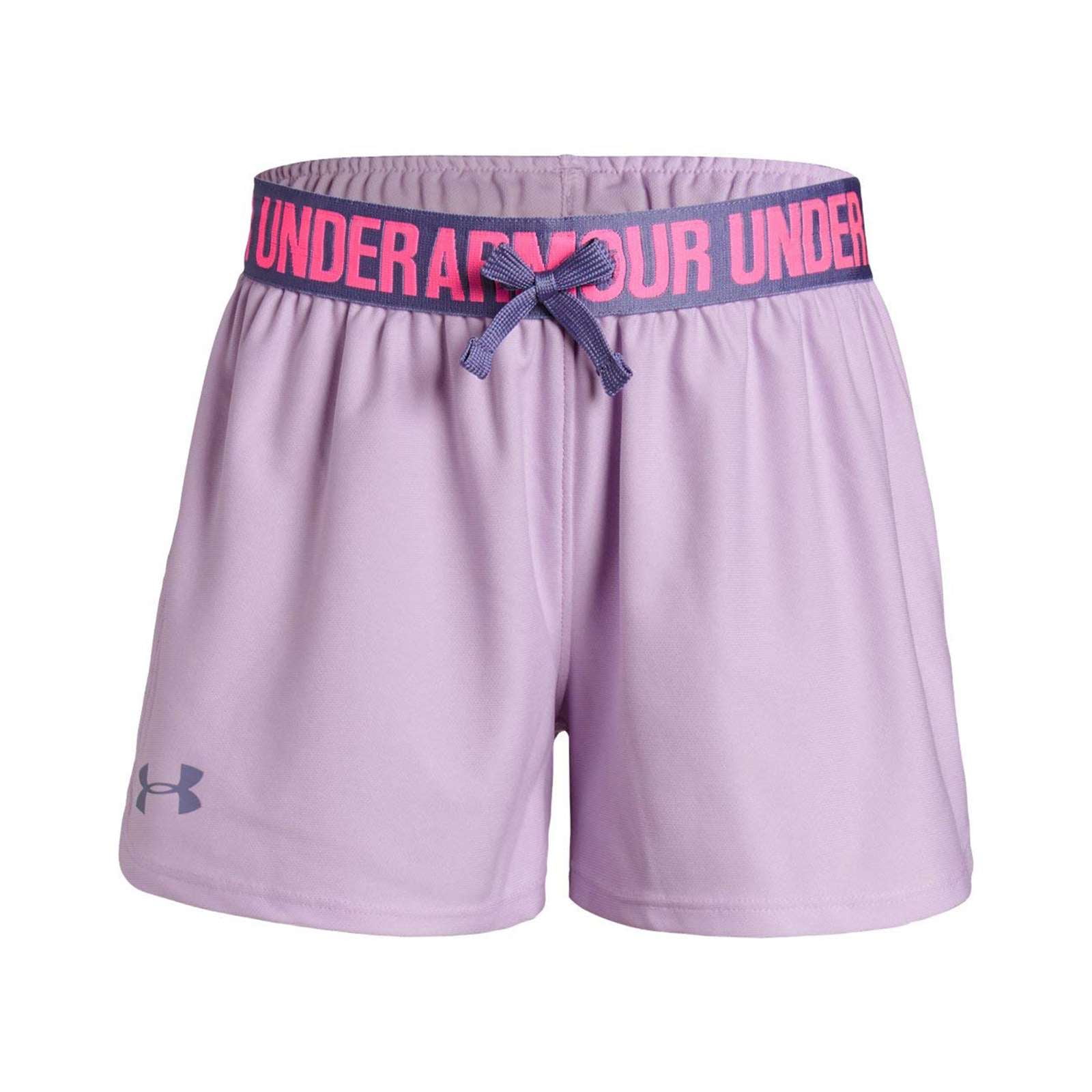 Under Armour Girls Play Up Shorts, Purple Ace \ Pink,XL - US 