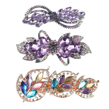 Unique Bargains 3Pcs Hair Barrettes Flower butterflys Flower Shapes Hair Accessories for Women Girl