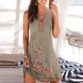thumbnail image 1 of Robes d'Été Robe Femmes Décontractée Été en Vrac Imprimé Floral Réservoir Robe Creuse Plage Robe Sans Manches Jaune XXL, 1 of 5