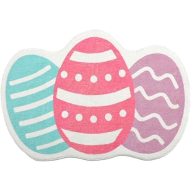 Easter Bathroom Rug, Bunny Egg Bath Mat for Bathroom Spring Fluffy Water Absorbent Bath Rug Rabbit Non Slip Easter Bathtub Mat for Holiday Kitchen Decorations 16x24 Inch